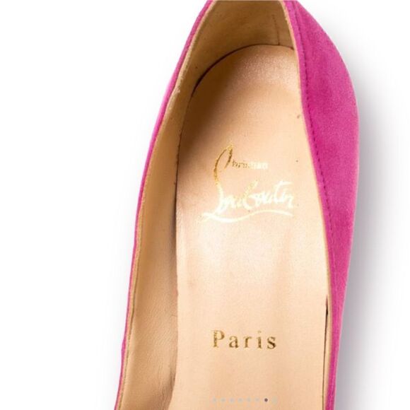 Christian Louboutin Pink Suede Hyper Prive Peep Toe Platform Pumps |Size: EU38| - Picture 6 of 9